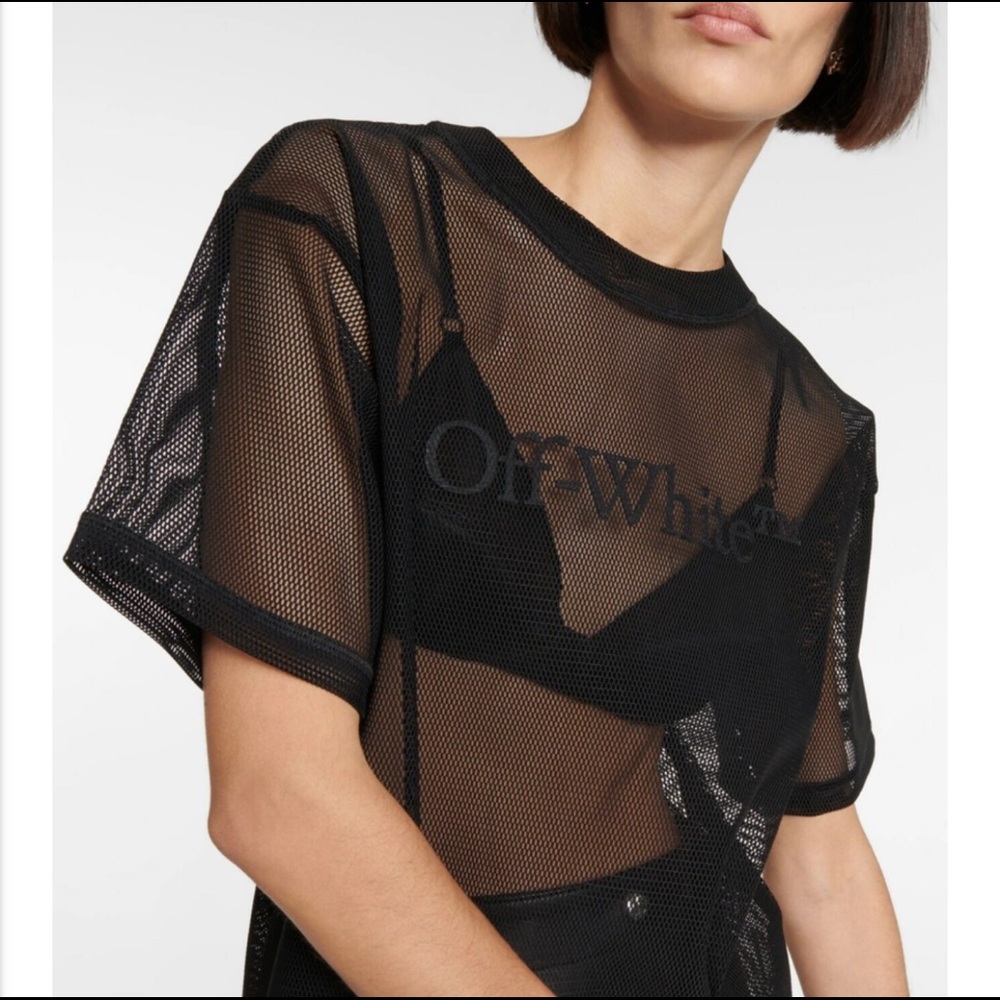 Off white sheer T shirt dress